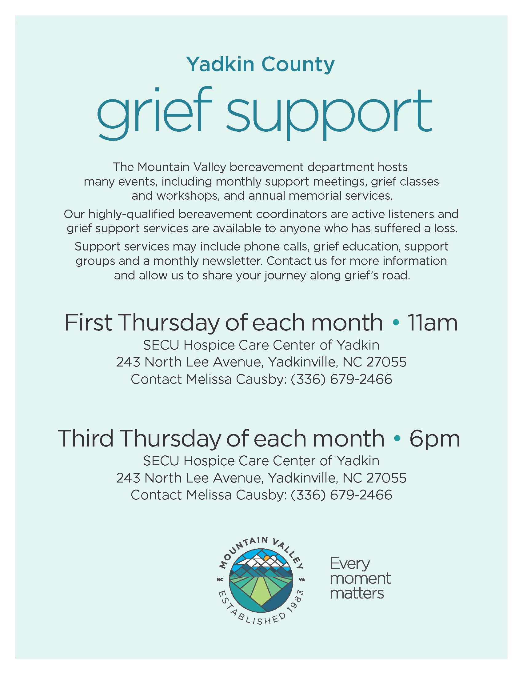 Yadkinville Grief Support Services - 11:00am | Mountain Valley Hospice ...