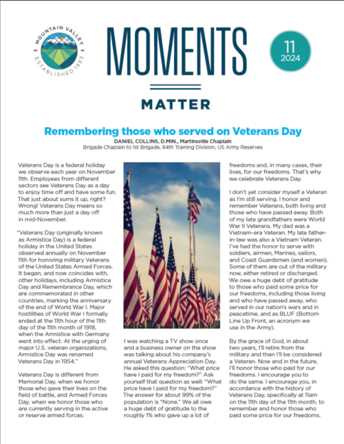 Moments Matter November front pga